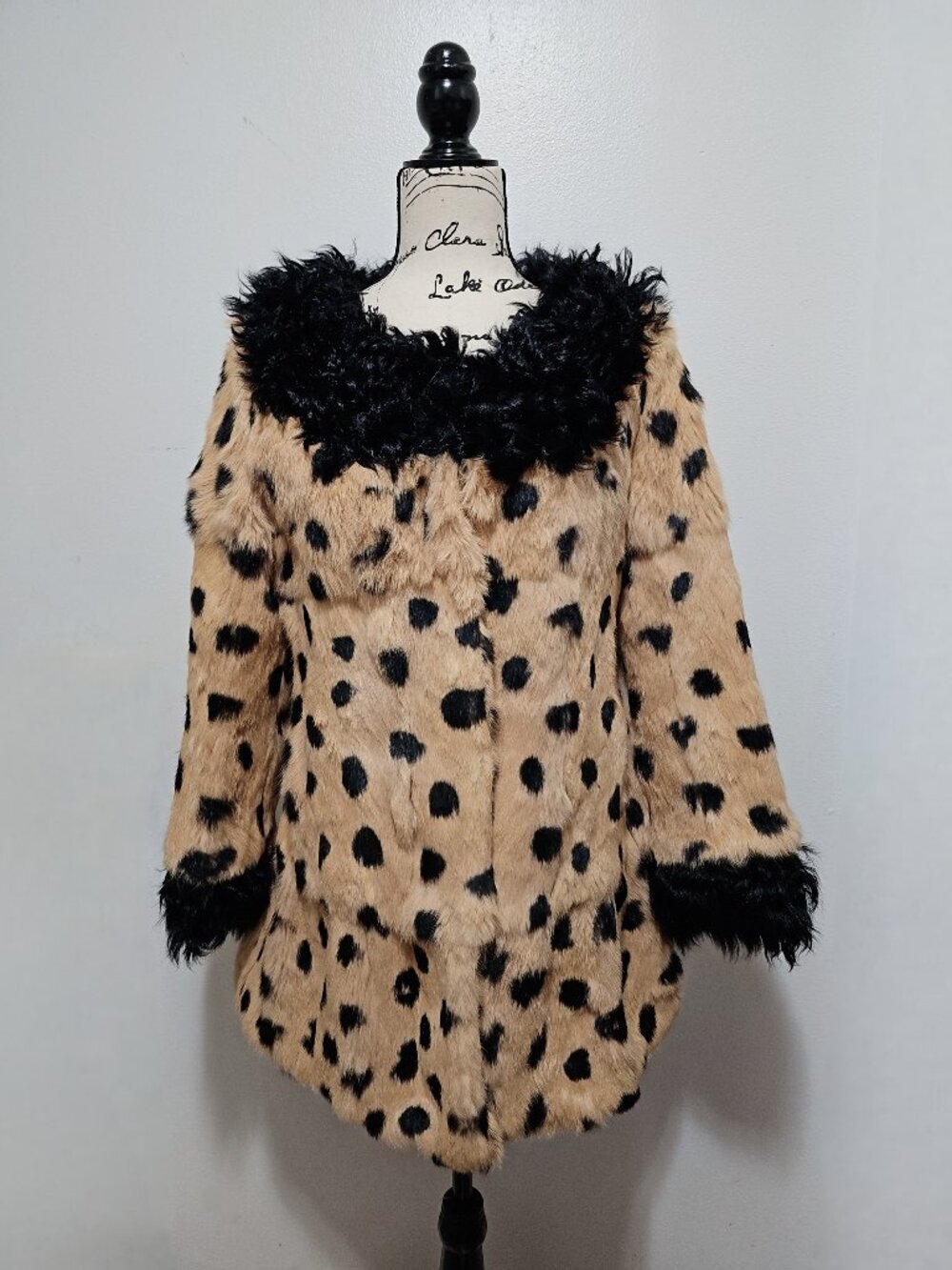 NewReal Rex Rabbit Lapin Fur Jacket Coat Lamb Sheepskin Camel Dotted Leopard